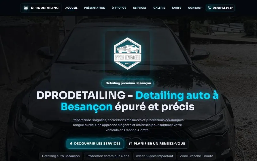 Site internet de DPro Detailing, Besançon