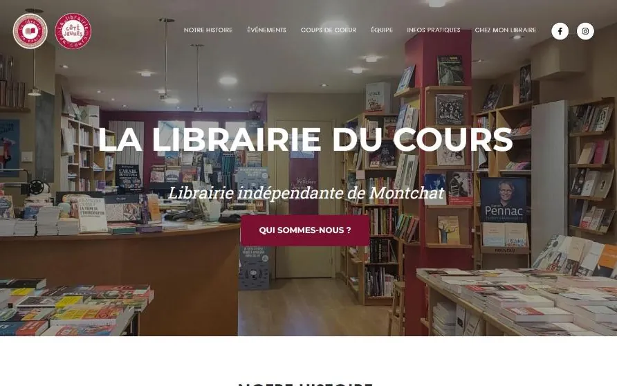 Site internet de La Librairie du Cours, Lyon